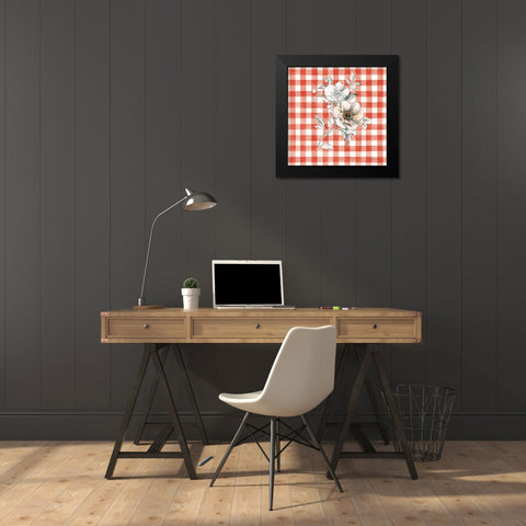 Sketchbook Garden VII Red Checker Black Modern Wood Framed Art Print by Nai, Danhui