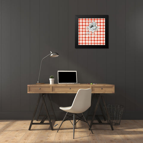 Sketchbook Garden VIII Red Checker Black Modern Wood Framed Art Print by Nai, Danhui