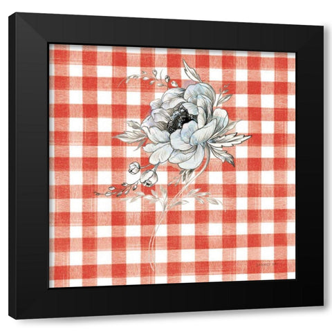 Sketchbook Garden VIII Red Checker Black Modern Wood Framed Art Print with Double Matting by Nai, Danhui