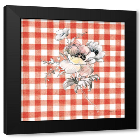 Sketchbook Garden X Red Checker Black Modern Wood Framed Art Print with Double Matting by Nai, Danhui