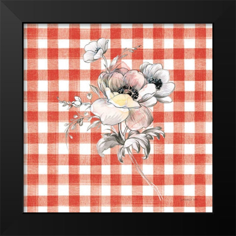 Sketchbook Garden X Red Checker Black Modern Wood Framed Art Print by Nai, Danhui