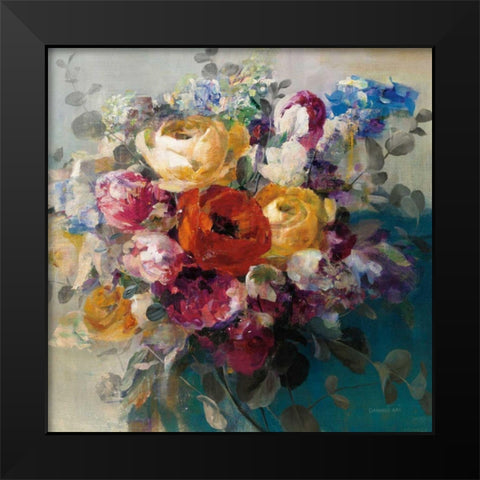 Fall Bouquet Orange Rose Black Modern Wood Framed Art Print by Nai, Danhui