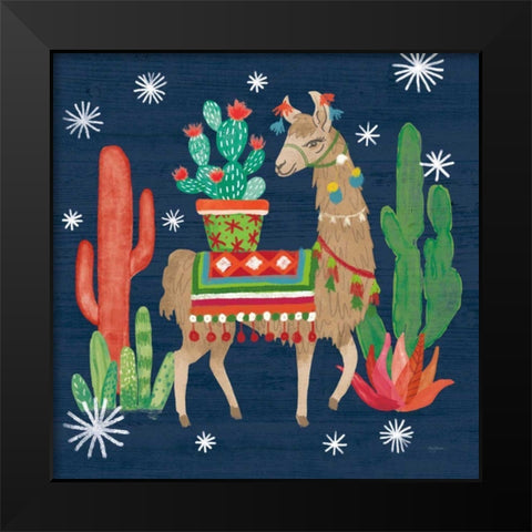 Lovely Llamas III Christmas Black Modern Wood Framed Art Print by Urban, Mary