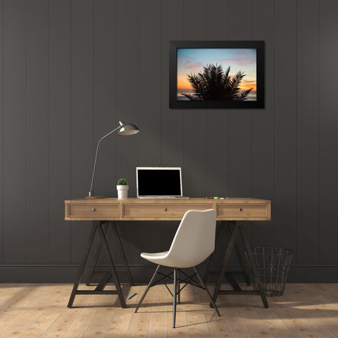 Sunset Palms II Black Modern Wood Framed Art Print by Marshall, Laura