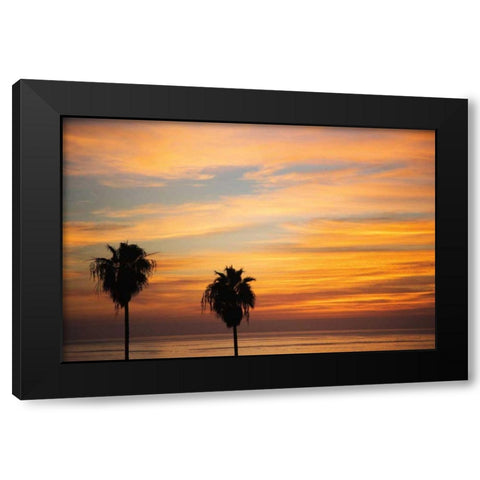 Sunset Palms III Black Modern Wood Framed Art Print with Double Matting by Marshall, Laura