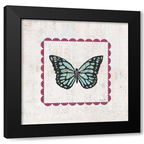 Butterfly Stamp Bright Black Modern Wood Framed Art Print with Double Matting by Prahl, Courtney