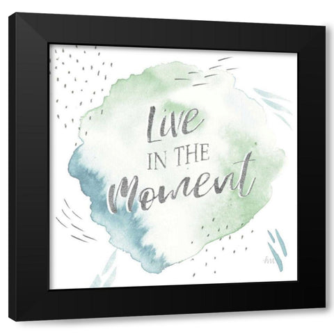 Wonderful World V Blue Green Black Modern Wood Framed Art Print by Marshall, Laura