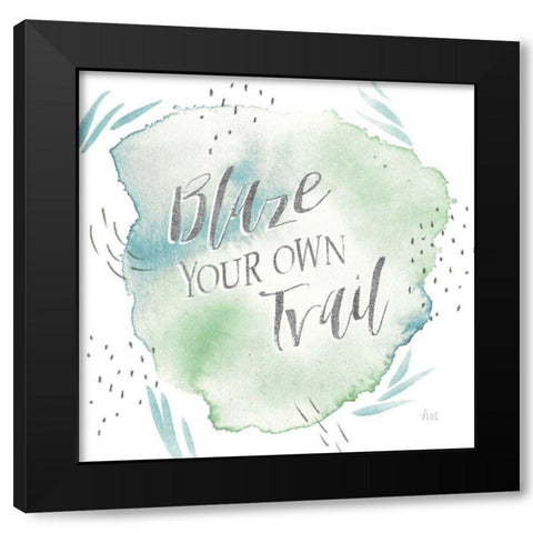 Wonderful World VII Blue Green Black Modern Wood Framed Art Print by Marshall, Laura