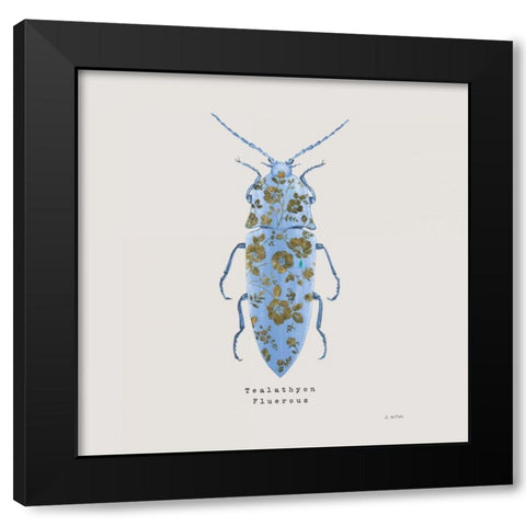 Adorning Coleoptera VIII Sq Blue Black Modern Wood Framed Art Print by Wiens, James