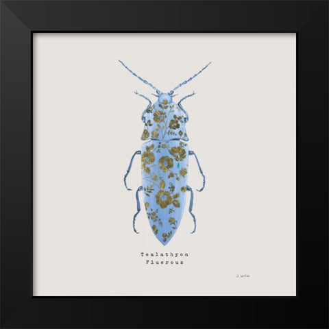 Adorning Coleoptera VIII Sq Blue Black Modern Wood Framed Art Print by Wiens, James