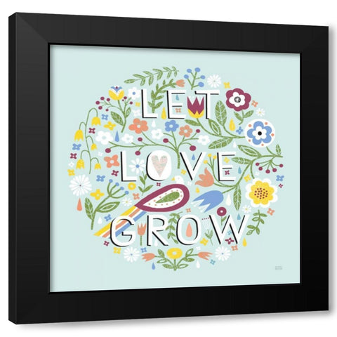 Let Love Grow v2 Black Modern Wood Framed Art Print with Double Matting by Mullan, Michael