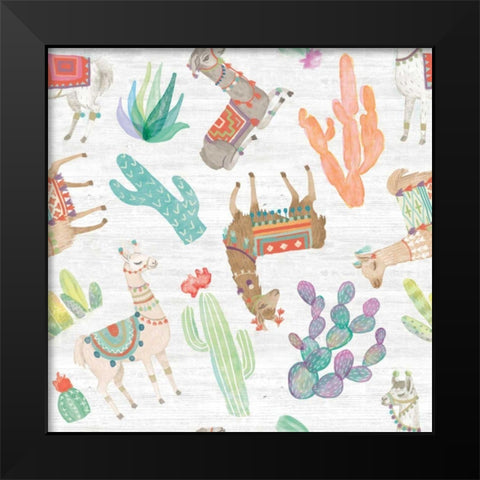 Lovely Llamas Pattern VIII Black Modern Wood Framed Art Print by Urban, Mary