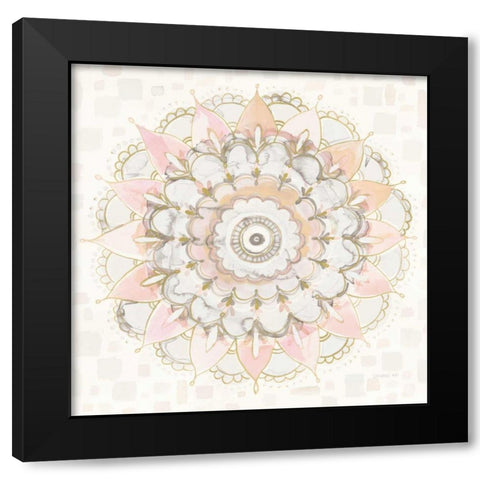 Modern Mandala Square Champagne Black Modern Wood Framed Art Print with Double Matting by Nai, Danhui