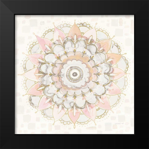 Modern Mandala Square Champagne Black Modern Wood Framed Art Print by Nai, Danhui