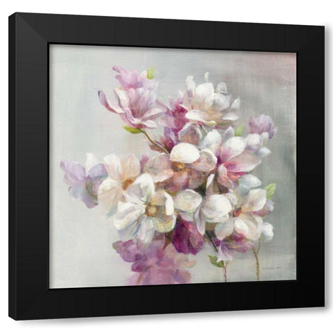 Sweet Magnolia Black Modern Wood Framed Art Print with Double Matting by Nai, Danhui