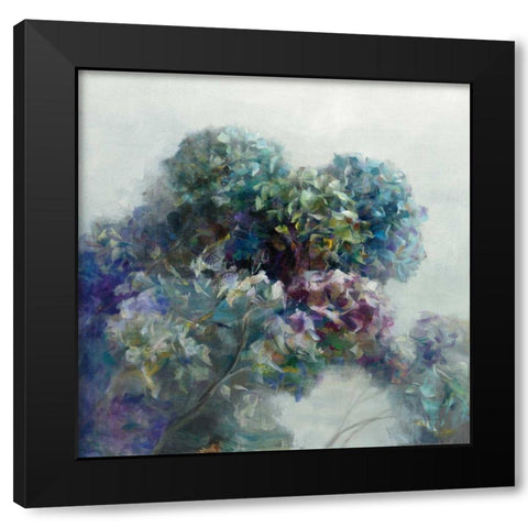 Abstract Hydrangea Black Modern Wood Framed Art Print by Nai, Danhui