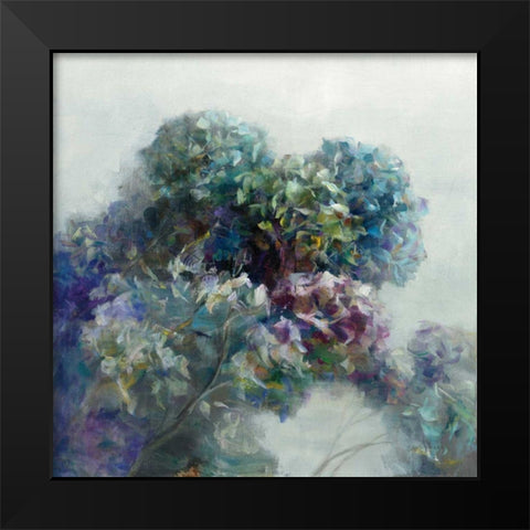 Abstract Hydrangea Black Modern Wood Framed Art Print by Nai, Danhui