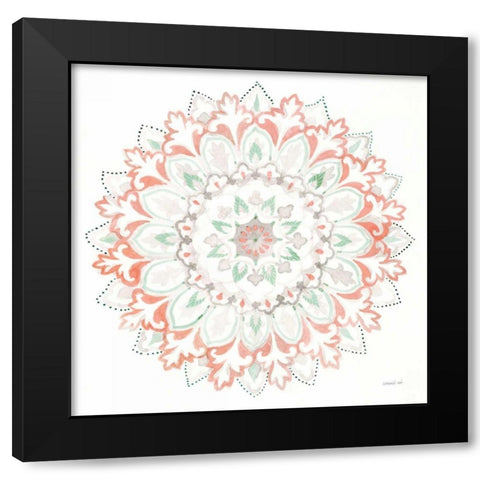 Mandala Delight II Black Modern Wood Framed Art Print with Double Matting by Nai, Danhui