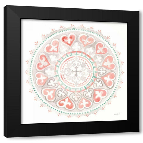 Mandala Delight III Black Modern Wood Framed Art Print with Double Matting by Nai, Danhui