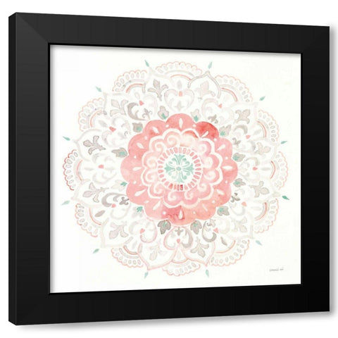 Mandala Delight IV Black Modern Wood Framed Art Print with Double Matting by Nai, Danhui