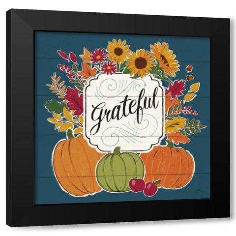 Thankful II Blue Black Modern Wood Framed Art Print by Penner, Janelle