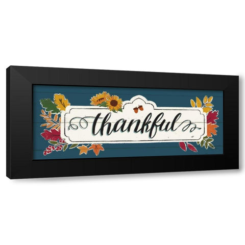 Thankful IV Blue Black Modern Wood Framed Art Print with Double Matting by Penner, Janelle