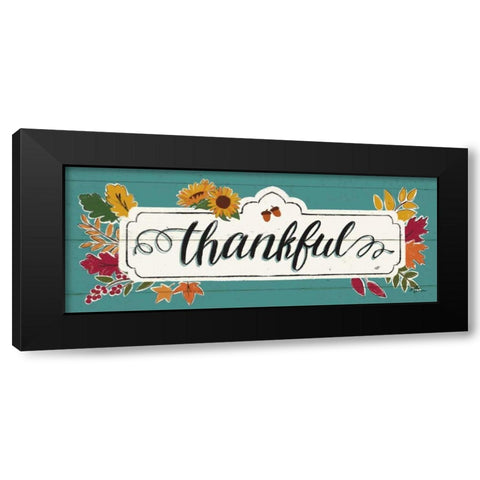 Thankful IV Turquoise Black Modern Wood Framed Art Print by Penner, Janelle