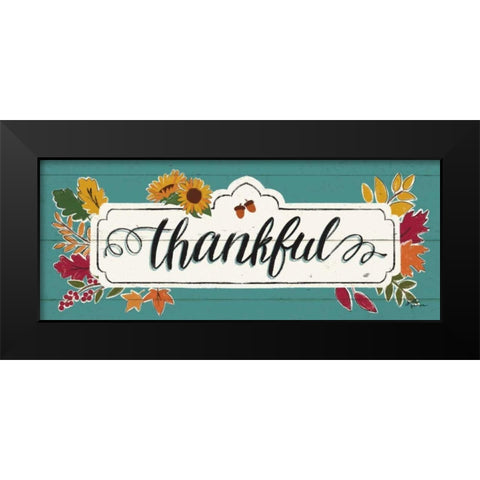 Thankful IV Turquoise Black Modern Wood Framed Art Print by Penner, Janelle