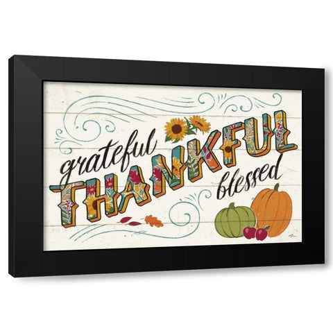 Thankful I White Black Modern Wood Framed Art Print with Double Matting by Penner, Janelle