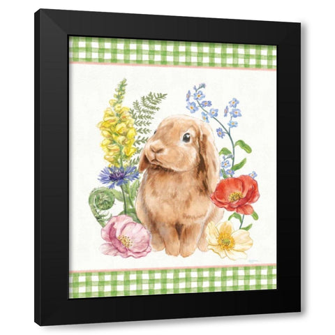 Sunny Bunny I Checker Border Black Modern Wood Framed Art Print with Double Matting by Urban, Mary