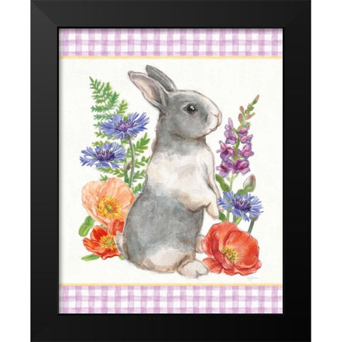 Sunny Bunny IV Checker Border Black Modern Wood Framed Art Print by Urban, Mary