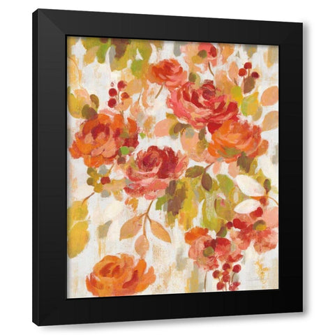 Red and Orange Brocade II Black Modern Wood Framed Art Print by Vassileva, Silvia
