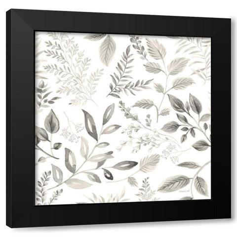 Sketchbook Garden Pattern III Black Modern Wood Framed Art Print with Double Matting by Nai, Danhui
