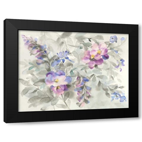 Garden Dreams Black Modern Wood Framed Art Print by Nai, Danhui