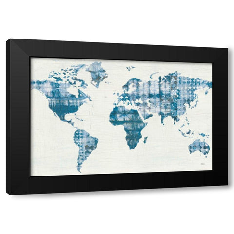 Kanari Map Indigo Black Modern Wood Framed Art Print by Averinos, Melissa