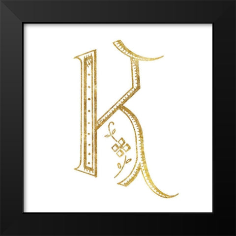 French Sewing Letter K Black Modern Wood Framed Art Print by Wild Apple Portfolio
