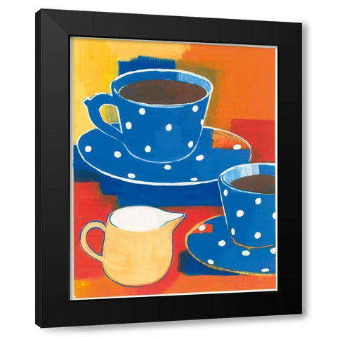 Two Blue Cups Black Modern Wood Framed Art Print by Lovell, Kathrine