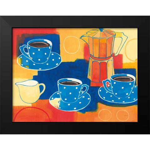 Blue Cups and Pot Black Modern Wood Framed Art Print by Lovell, Kathrine