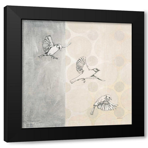 Sparrows Alighting Black Modern Wood Framed Art Print with Double Matting by Lovell, Kathrine