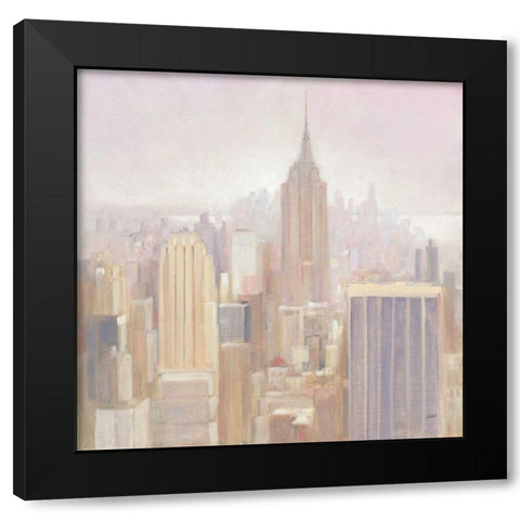 Manhattan in the Mist Black Modern Wood Framed Art Print by Purinton, Julia