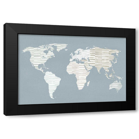 Calm World Map Black Modern Wood Framed Art Print by Hershey, Moira