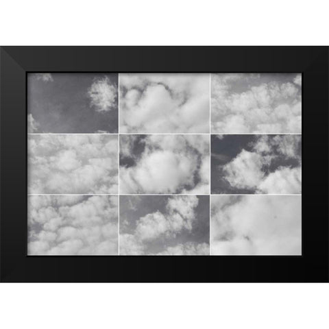 In the Clouds Collage Black Modern Wood Framed Art Print by Wild Apple Portfolio