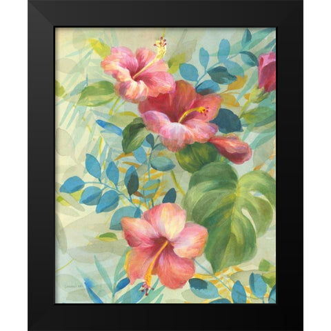 Hibiscus Garden II Black Modern Wood Framed Art Print by Nai, Danhui