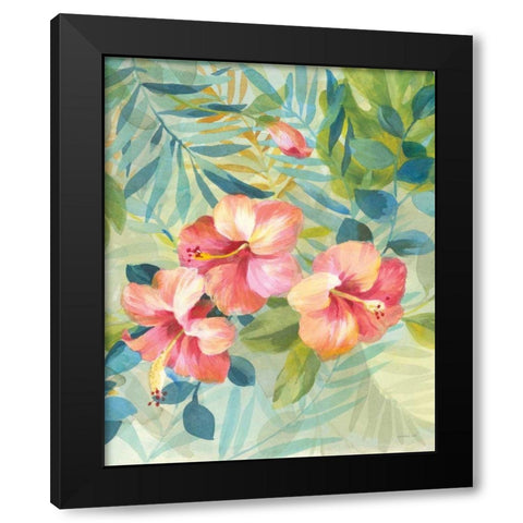 Hibiscus Garden III Black Modern Wood Framed Art Print with Double Matting by Nai, Danhui