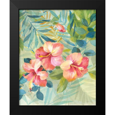 Hibiscus Garden III Black Modern Wood Framed Art Print by Nai, Danhui