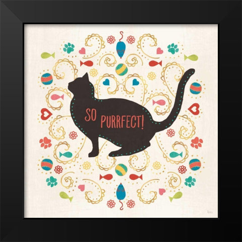 Otomi Cats III Black Modern Wood Framed Art Print by Charron, Veronique