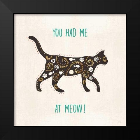 Otomi Cats IV Black Modern Wood Framed Art Print by Charron, Veronique