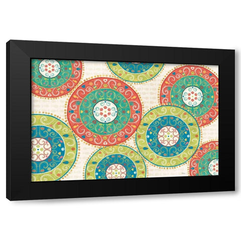 Otomi Cats VI Black Modern Wood Framed Art Print with Double Matting by Charron, Veronique