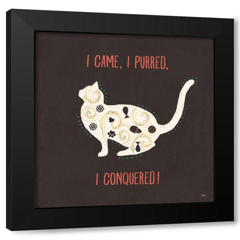 Otomi Cats V Dark Black Modern Wood Framed Art Print by Charron, Veronique