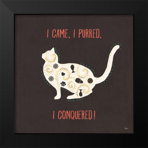 Otomi Cats V Dark Black Modern Wood Framed Art Print by Charron, Veronique